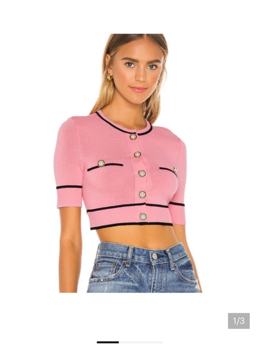 REVOLVE LOVERS + FRIENDS Pink Cardigan w/  Pearl Buttons